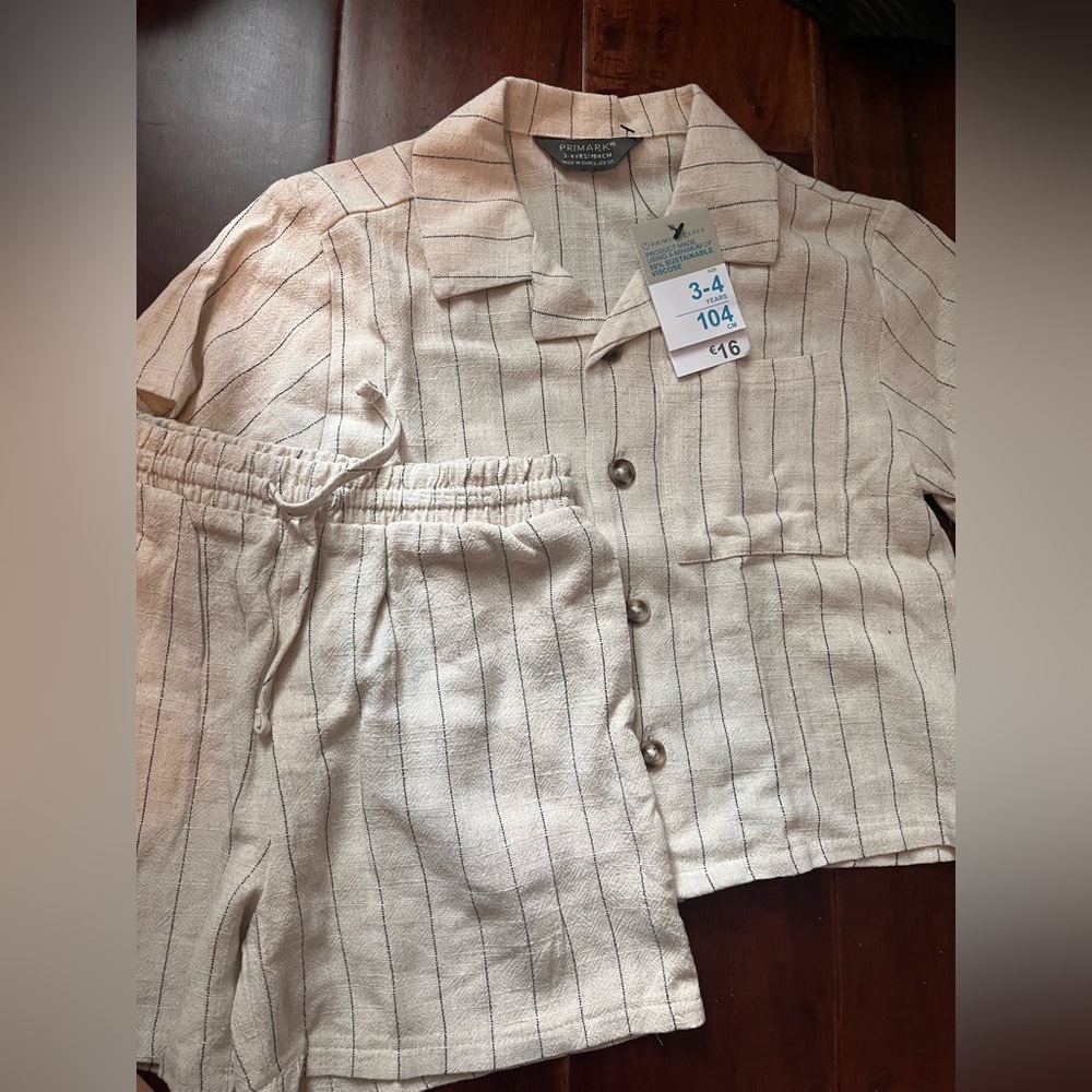 Primark Beige vacay Linen Two-Piece Set